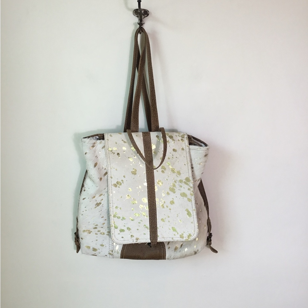 Myra Cowhide Leather with Golden Touch Western Backpack